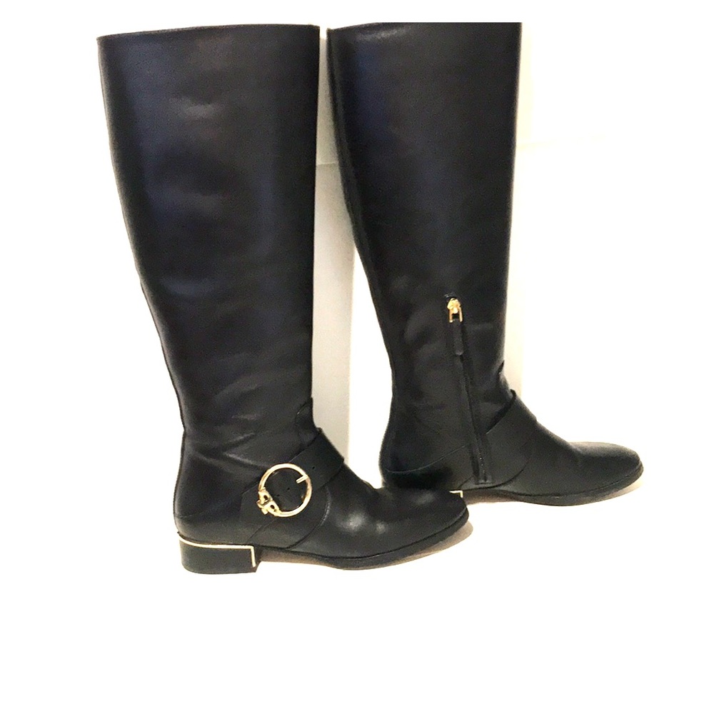 Tory Burch Black Leather Knee-High Boots
